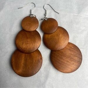 Elegant Brown bohemian Wooden Earrings NWOT